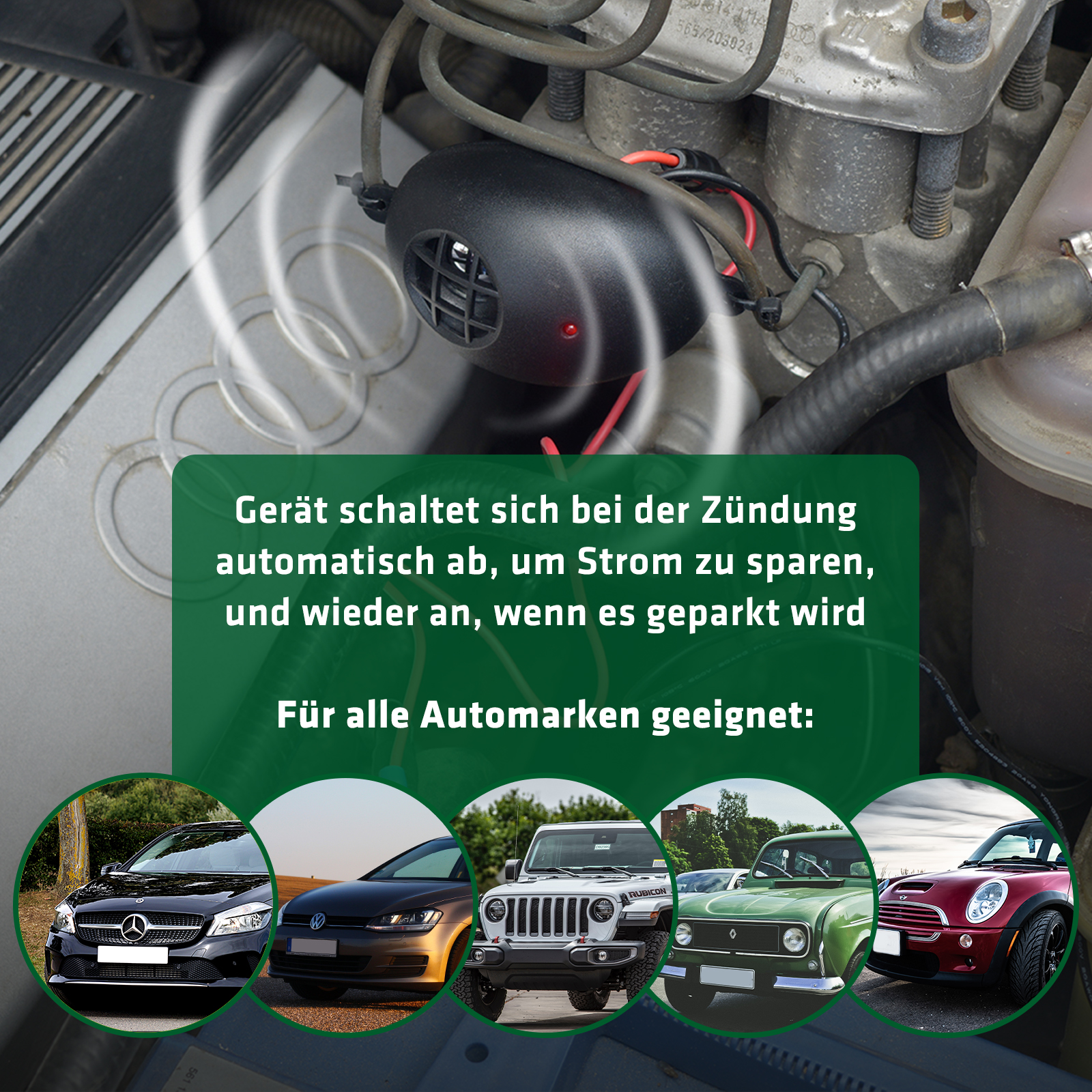 Ultrasonic marten deterrent for automobiles