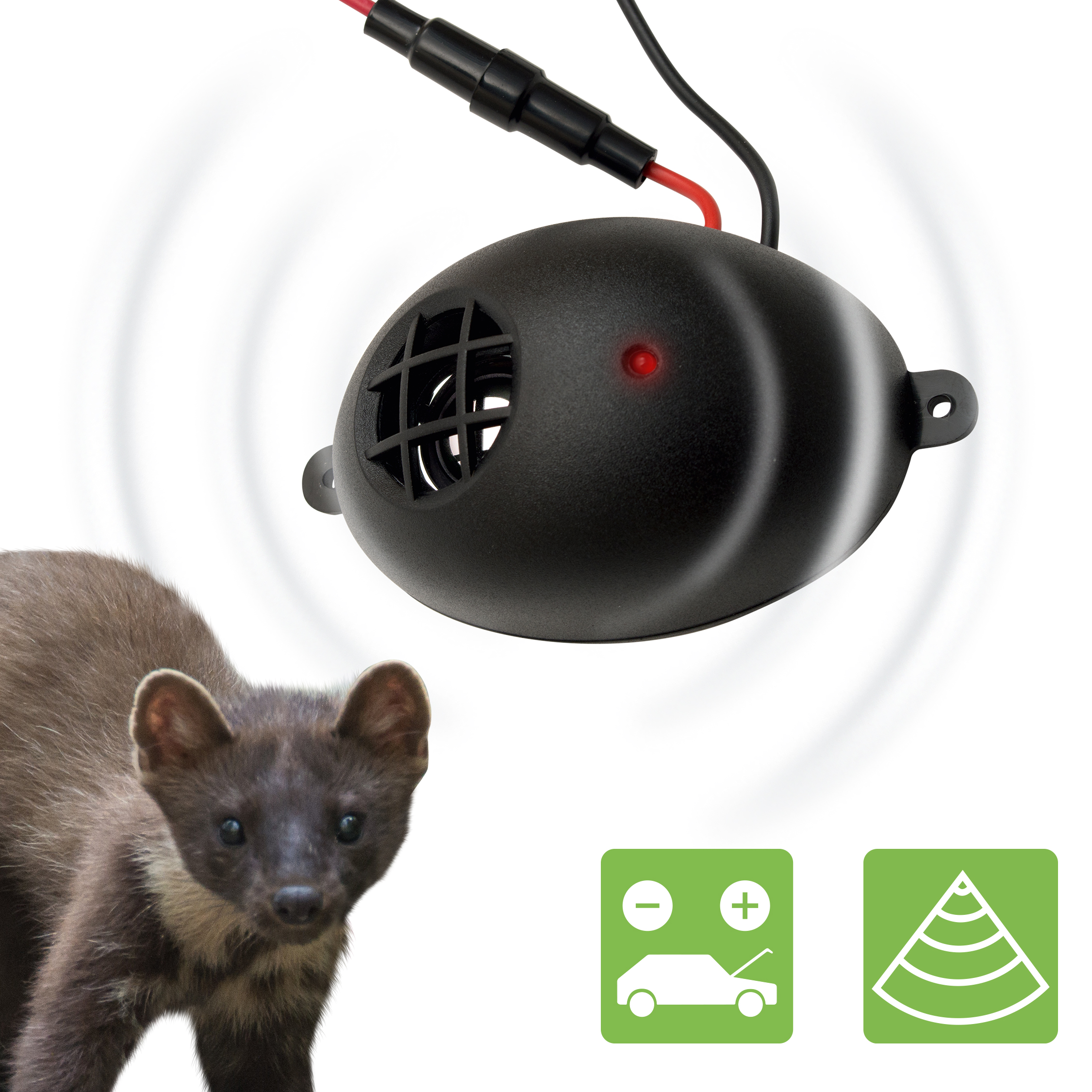 Ultrasonic marten deterrent for automobiles