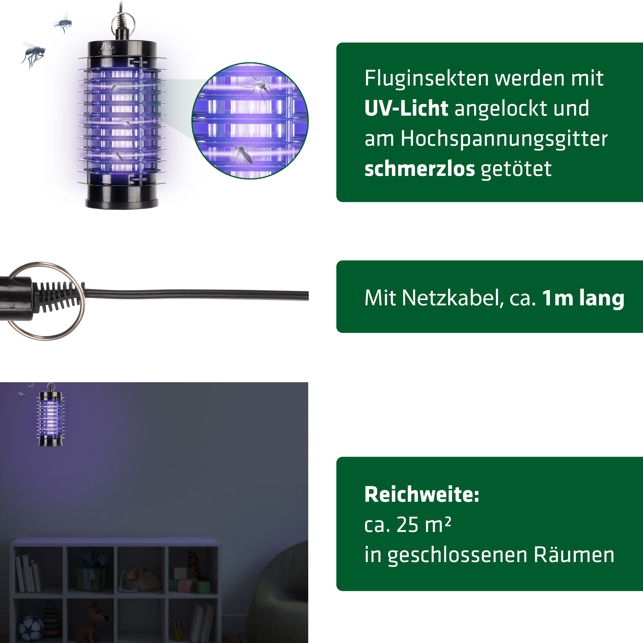 insekten-vernichter-62331-ueberblick Flying Insect Killer 25 m² | mosquito trap with ultraviolet light