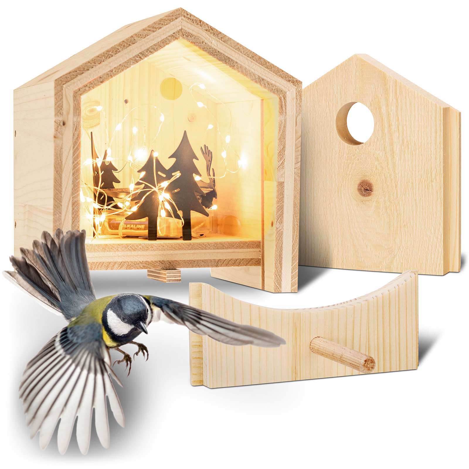 Tier-Haus System Winter-Set – das Tier-Haus-Set für den Winter & Weihnachten als Deko, Futterhaus & Nistkasten von GARDIGO