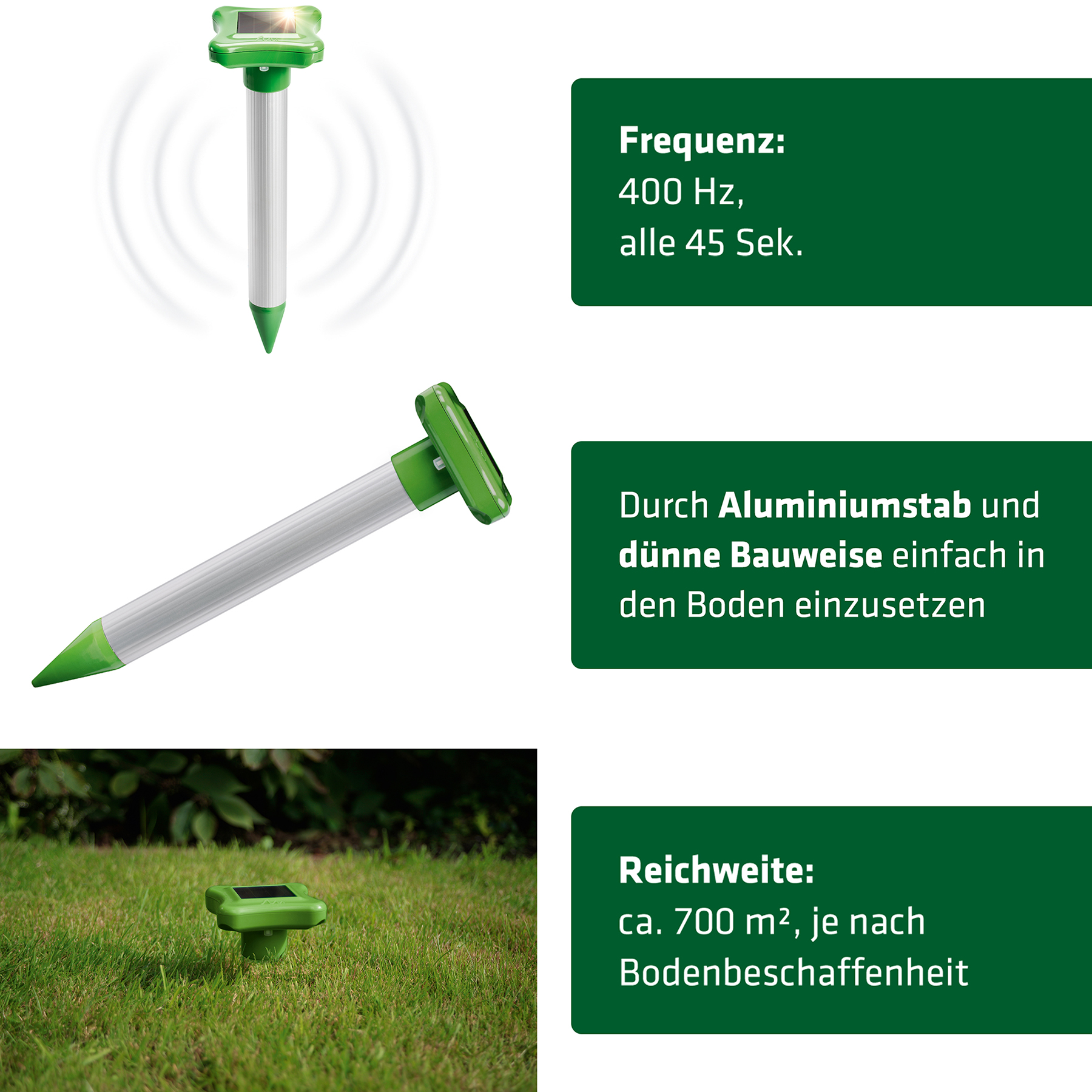 GARDIGO Solar Mole Repellent | solar powered