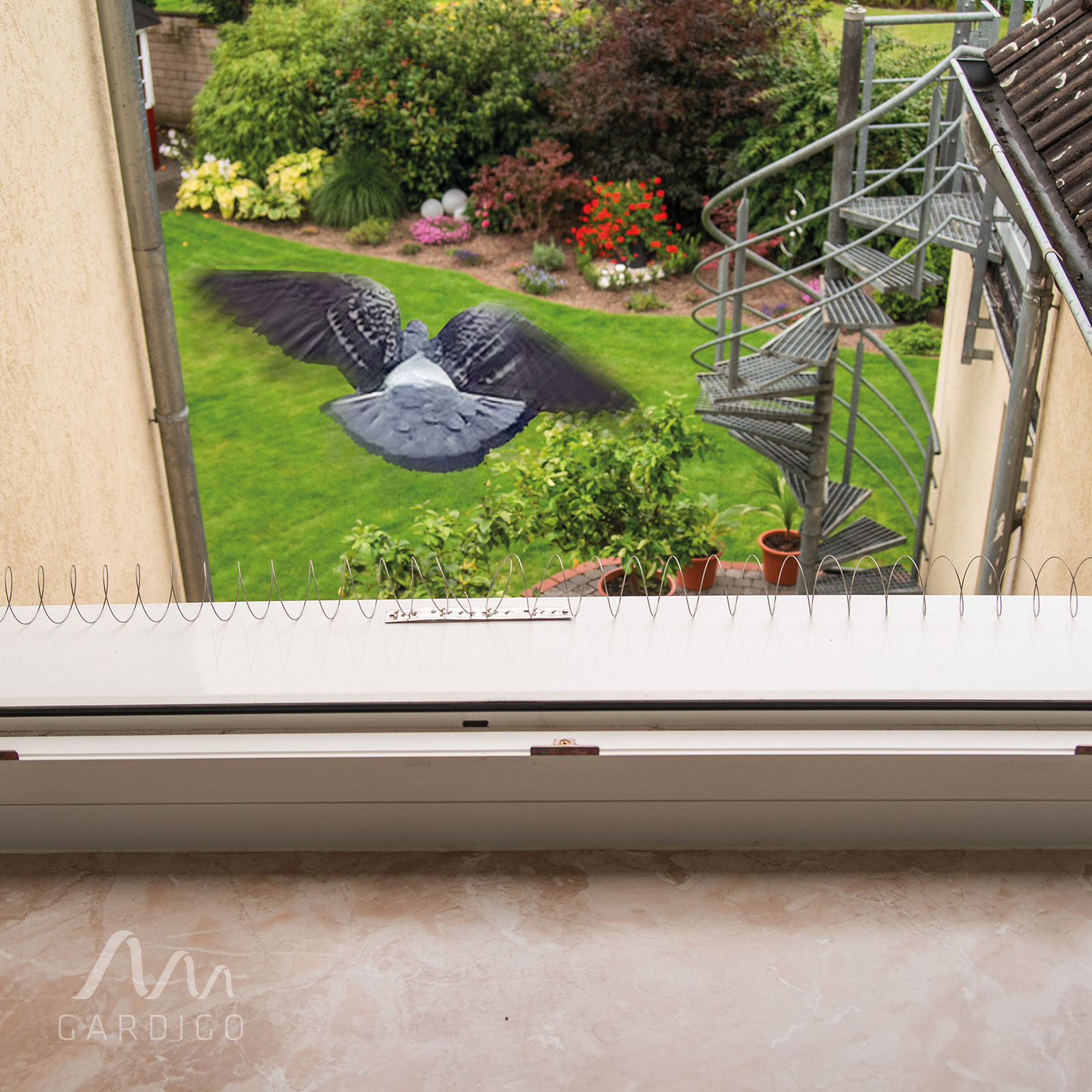 60097-Tauben-Abweiser-Fensterbank-Vogelabwehr GARDIGO pigeon deterrent without spikes