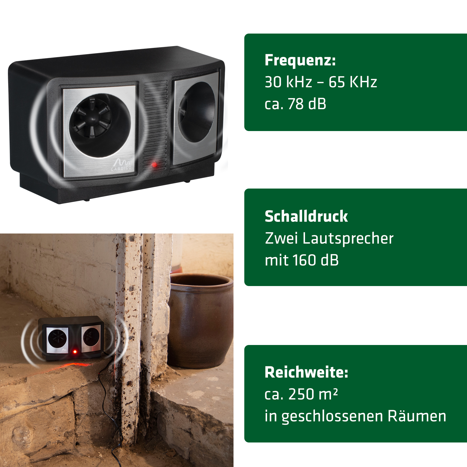 elektronischer-maeuseschreck-62317-ultraschall GARDIGO Dual Mouse & Ant Repeller