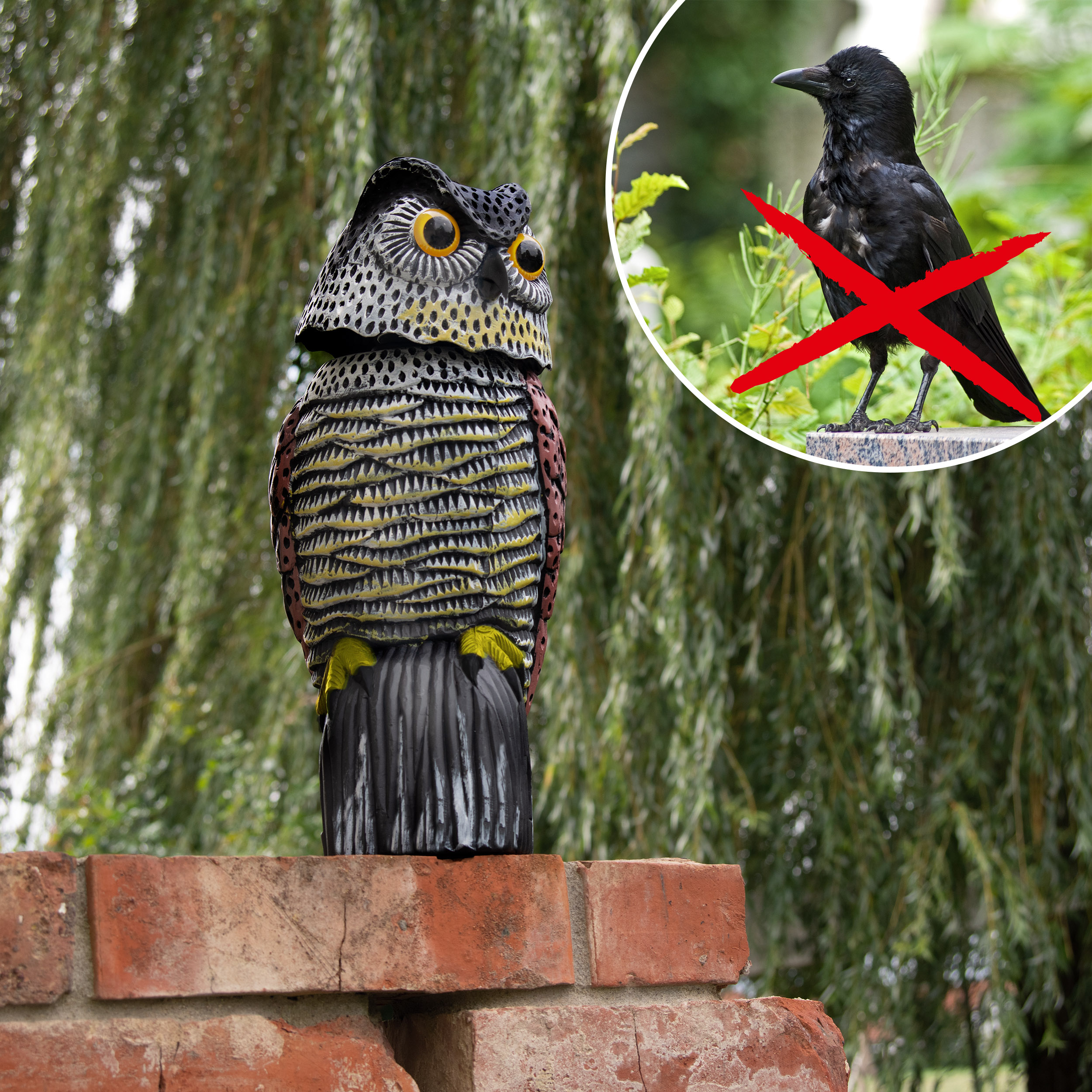 60102-Vogel-Abwehr-Eule-gegen-Kraehen Bird Deterrent Owl