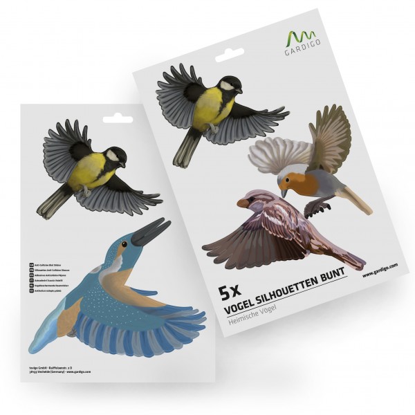 Vogel-Silhouetten Heimische Vögel – die dekorativen Anti-Kollisions-Aufkleber von Gardigo